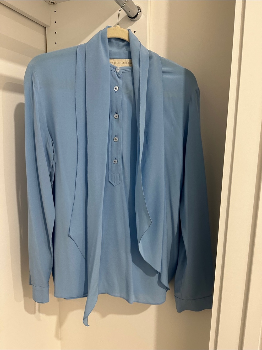 Stella McCartney Powder Blue Tie-Neck Blouse